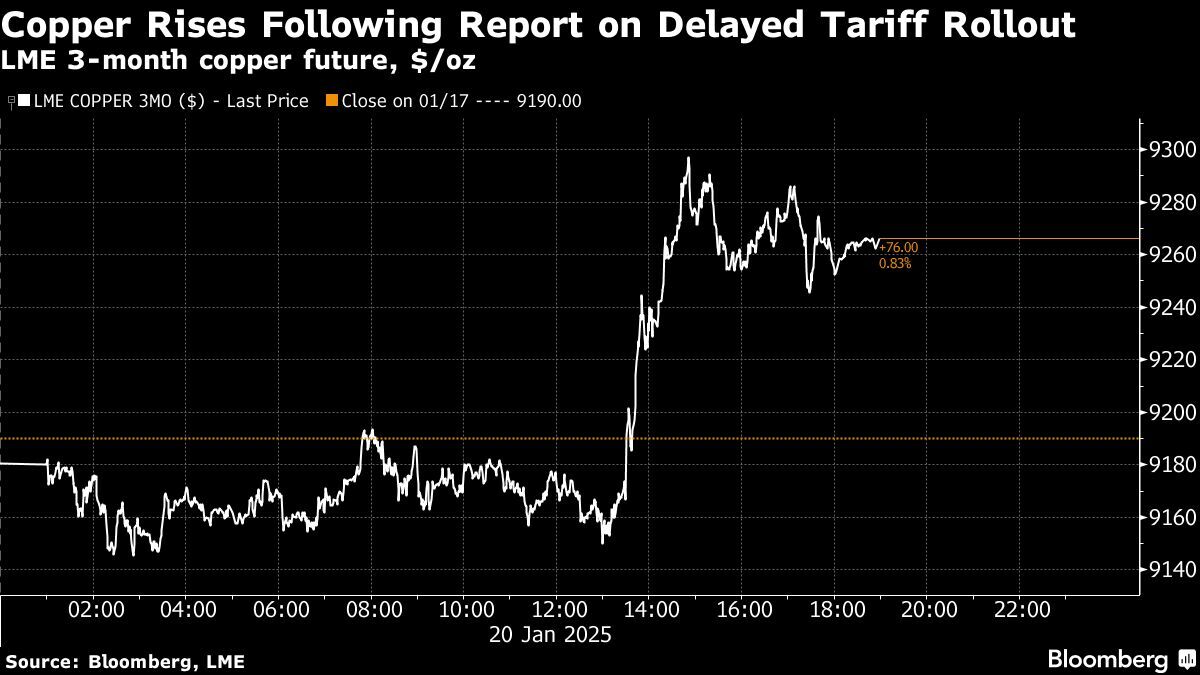 Copper price gains in London after report of delayed US tariff rollout