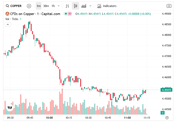 Copper price gains on Chinese demand, Chilean supply risks