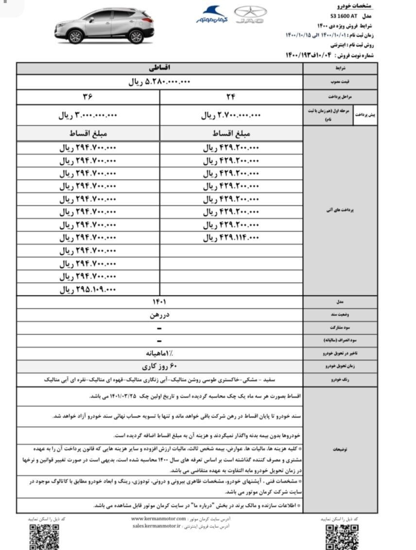 آغاز فروش اقساطی محصولات کرمان موتور + جدول