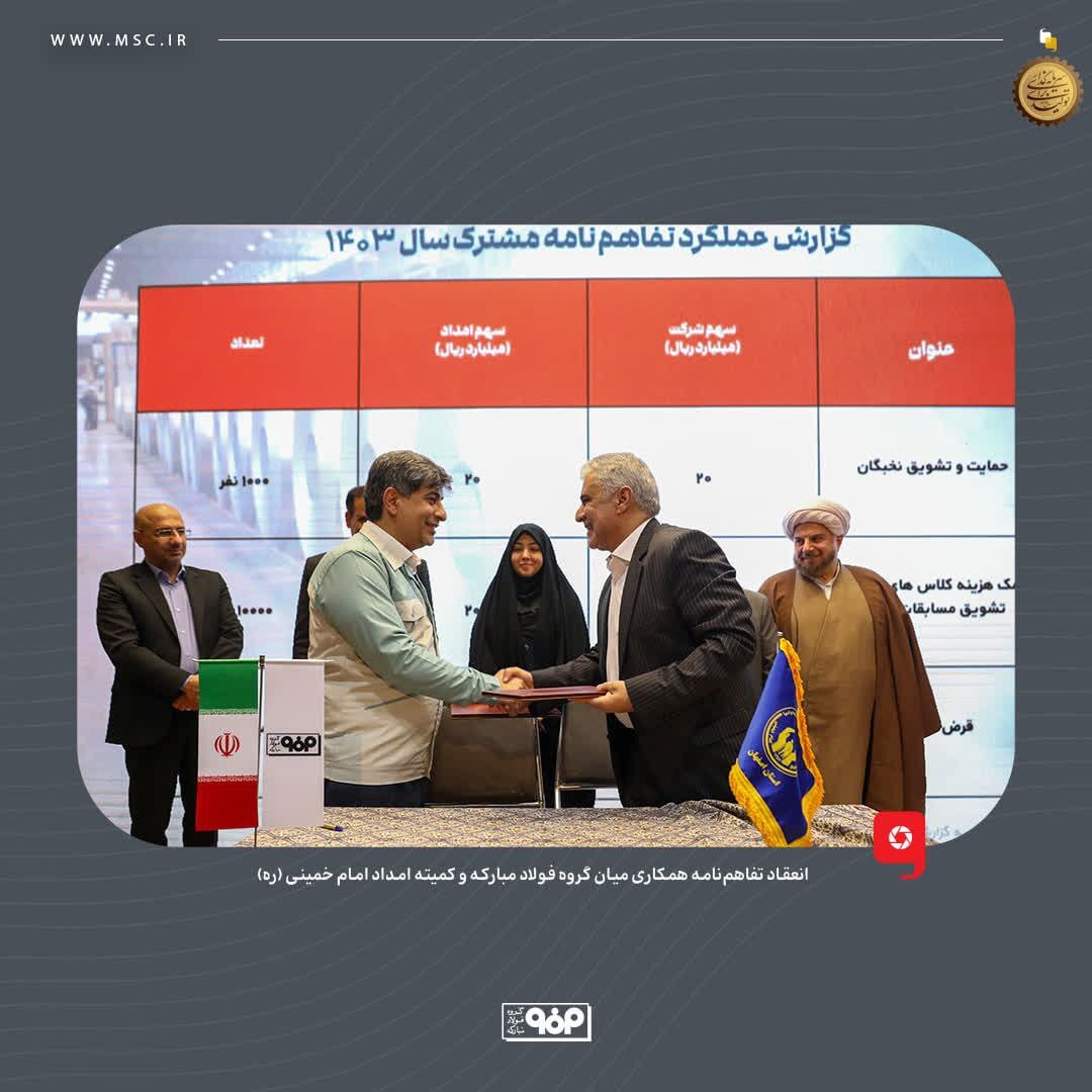 انعقاد تفاهمنامه همکاری میان گروه فولاد مبارکه و کمیته امداد امام خمینی (ره) انعقاد تفاهمنامه همکاری میان گروه فولاد مبارکه و کمیته امداد امام خمینی (ره)